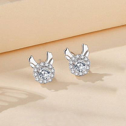 1 Pair Simple Style Heart Shape Flower Inlay Sterling Silver Zircon Ear Studs