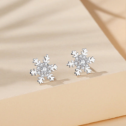 1 Pair Simple Style Heart Shape Flower Inlay Sterling Silver Zircon Ear Studs