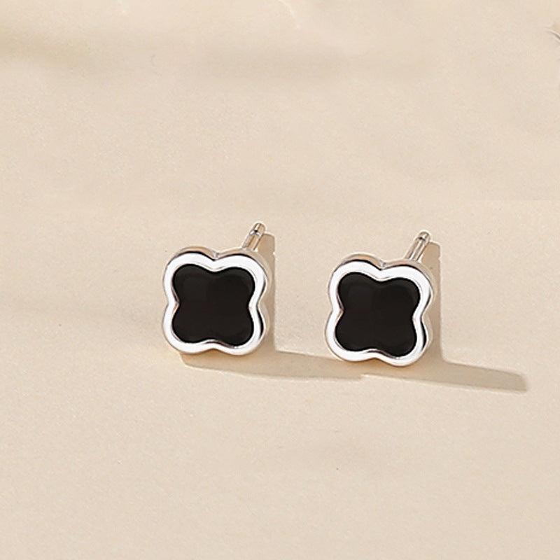 1 Pair Simple Style Heart Shape Flower Inlay Sterling Silver Zircon Ear Studs