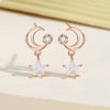 1 Pair Elegant Shiny Star Moon Inlay Sterling Silver Zircon Drop Earrings