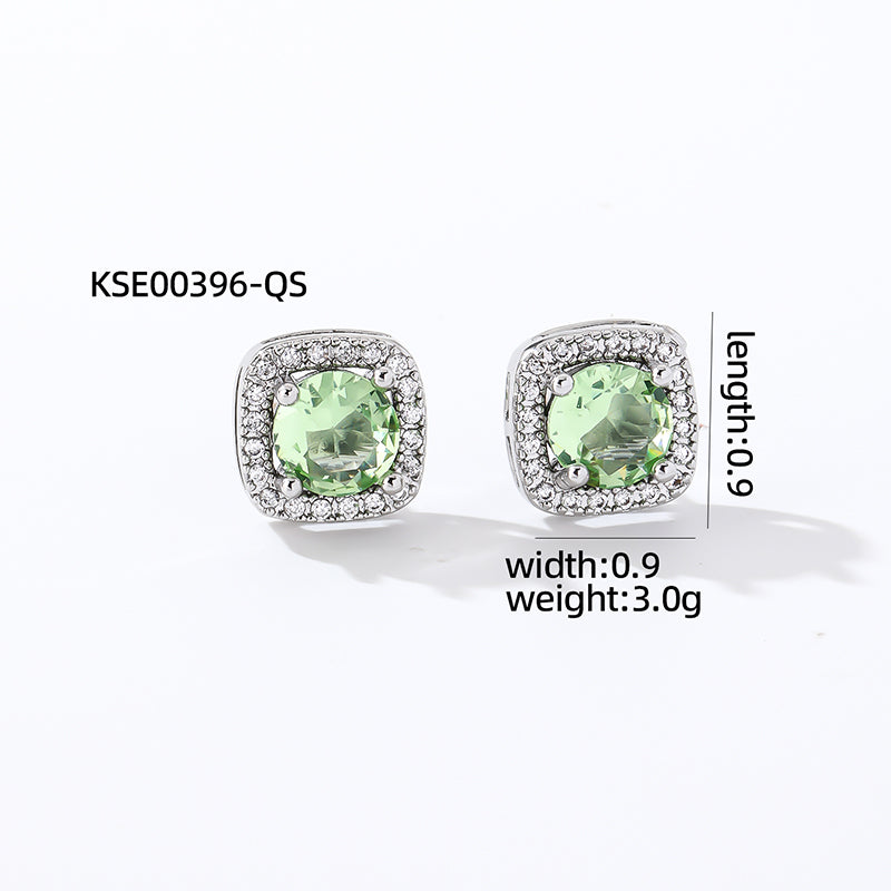 1 Pair Casual Simple Style Square Inlay Copper Zircon Ear Studs