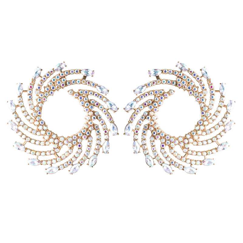 1 Pair Lady The Answer Inlay Alloy Rhinestones Earrings