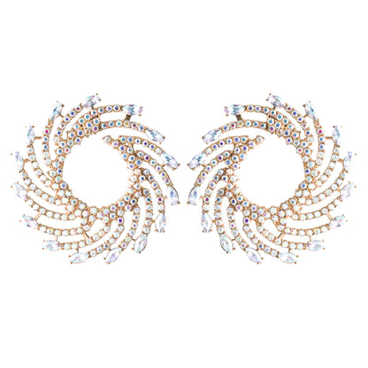 1 Pair Lady The Answer Inlay Alloy Rhinestones Earrings