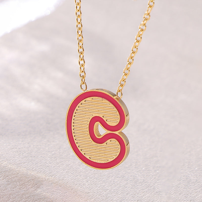 Sweet Simple Style Artistic Letter Stainless Steel Enamel Plating 18k Gold Plated Pendant Necklace