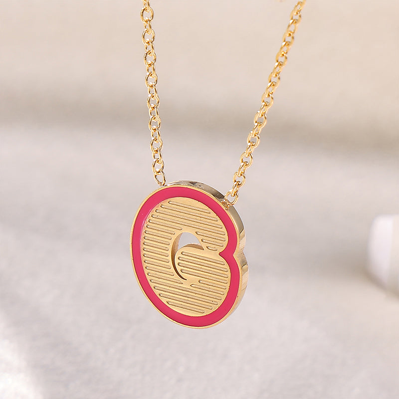 Sweet Simple Style Artistic Letter Stainless Steel Enamel Plating 18k Gold Plated Pendant Necklace