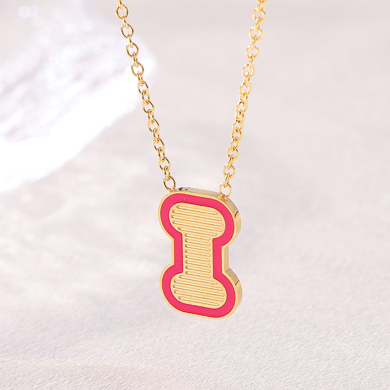 Sweet Simple Style Artistic Letter Stainless Steel Enamel Plating 18k Gold Plated Pendant Necklace