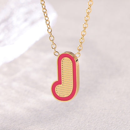 Sweet Simple Style Artistic Letter Stainless Steel Enamel Plating 18k Gold Plated Pendant Necklace