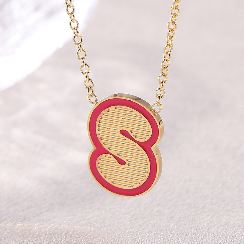 Sweet Simple Style Artistic Letter Stainless Steel Enamel Plating 18k Gold Plated Pendant Necklace