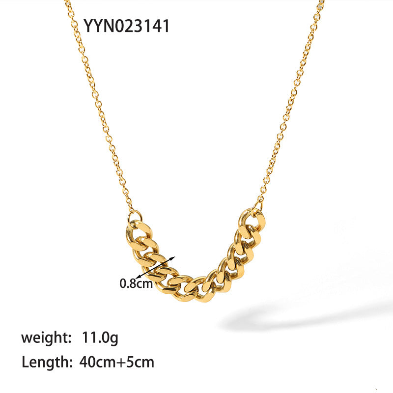 Ig Style Simple Style Solid Color Stainless Steel Plating 18k Gold Plated Necklace