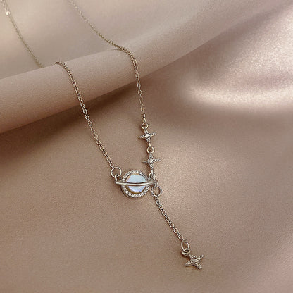 Simple Style Geometric Titanium Steel Irregular Plating Inlay Zircon Silver Plated Necklace