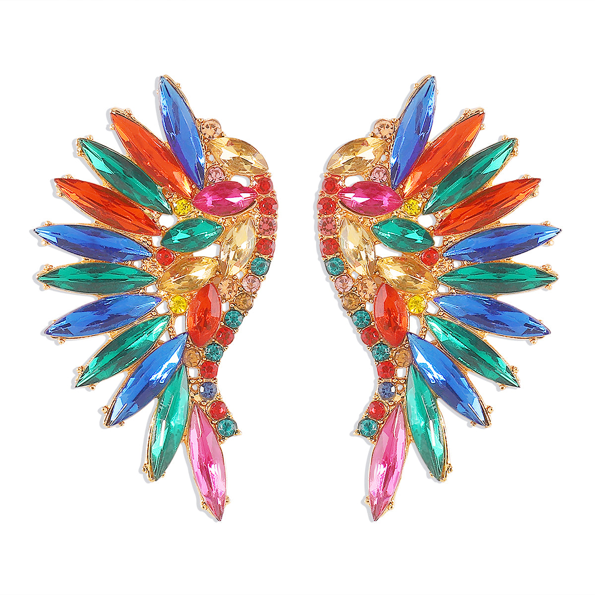 1 Pair Vintage Style Novelty Angel Wings Hollow Out Inlay Alloy Artificial Gemstones Ear Studs