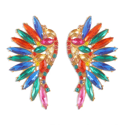 1 Pair Vintage Style Novelty Angel Wings Hollow Out Inlay Alloy Artificial Gemstones Ear Studs