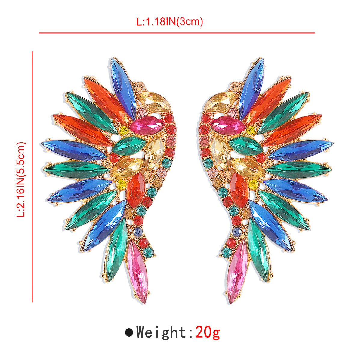 1 Pair Vintage Style Novelty Angel Wings Hollow Out Inlay Alloy Artificial Gemstones Ear Studs