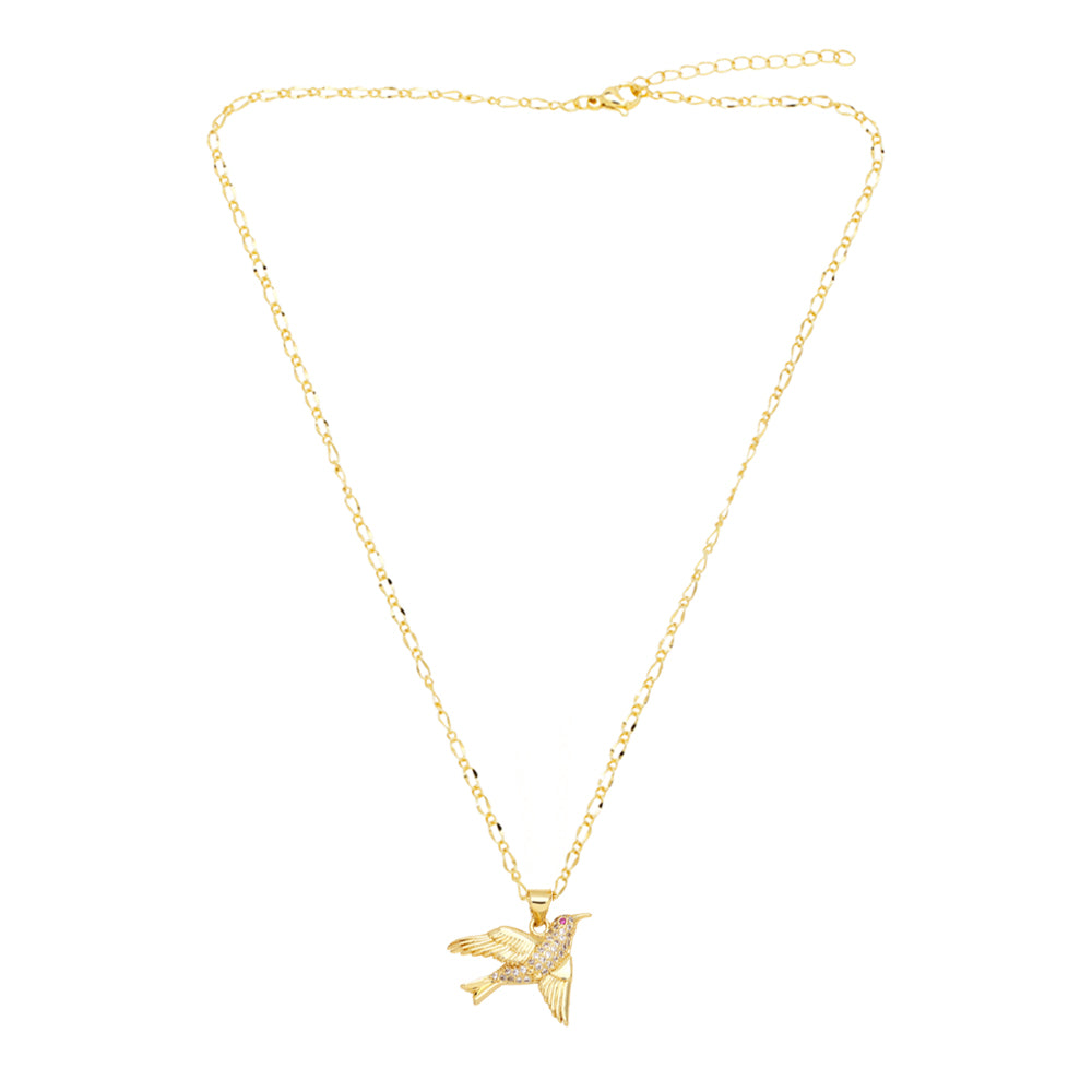 Cute Fashion Simple Style Bird Copper 18k Gold Plated Zircon Necklace In Bulk