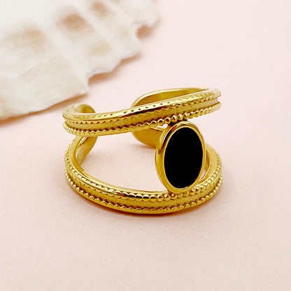 Simple Style Oval Stainless Steel Plating Inlay Zircon Gold Plated Rings