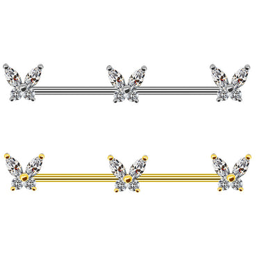 1 Piece Simple Style Star Butterfly Inlay Stainless Steel Copper Rhinestones White Gold Plated Gold Plated Ear Studs