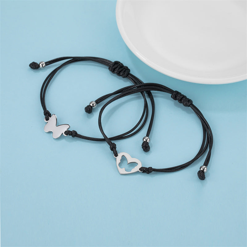 Casual Heart Shape Butterfly Stainless Steel Bracelets In Bulk