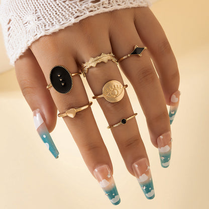 New Hollow Carved Ring Set Of 7 Retro Joint Ring Set