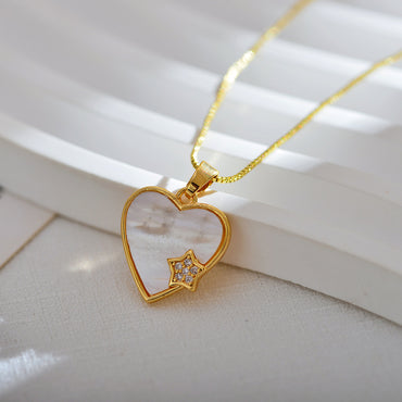 Simple Style Heart Shape Copper Zircon Pendant Necklace In Bulk