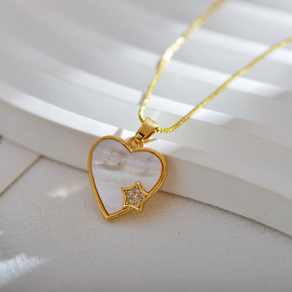 Simple Style Heart Shape Copper Zircon Pendant Necklace In Bulk