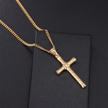 Punk Streetwear Cross Stainless Steel Pendant Necklace