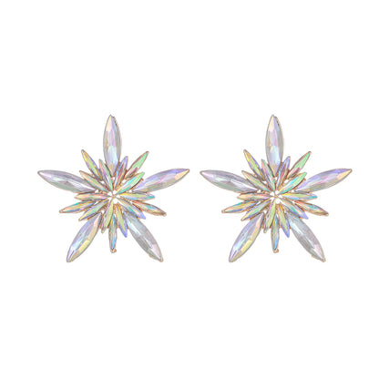 1 Pair Luxurious Shiny Pentagram Inlay Arylic Alloy Artificial Gemstones Ear Studs
