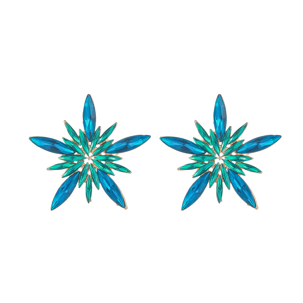 1 Pair Luxurious Shiny Pentagram Inlay Arylic Alloy Artificial Gemstones Ear Studs