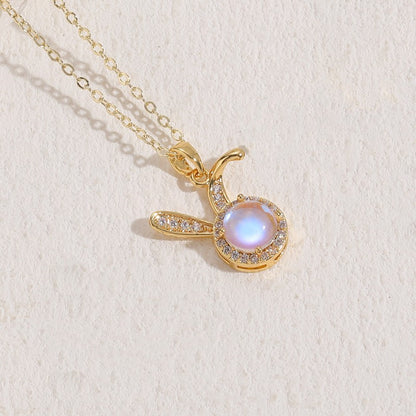 Elegant Basic Streetwear Rabbit Geometric Copper 14k Gold Plated Zircon Pendant Necklace In Bulk