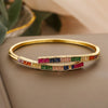 Vintage Style Simple Style Commute Geometric Copper Plating Inlay Zircon 18k Gold Plated Bangle