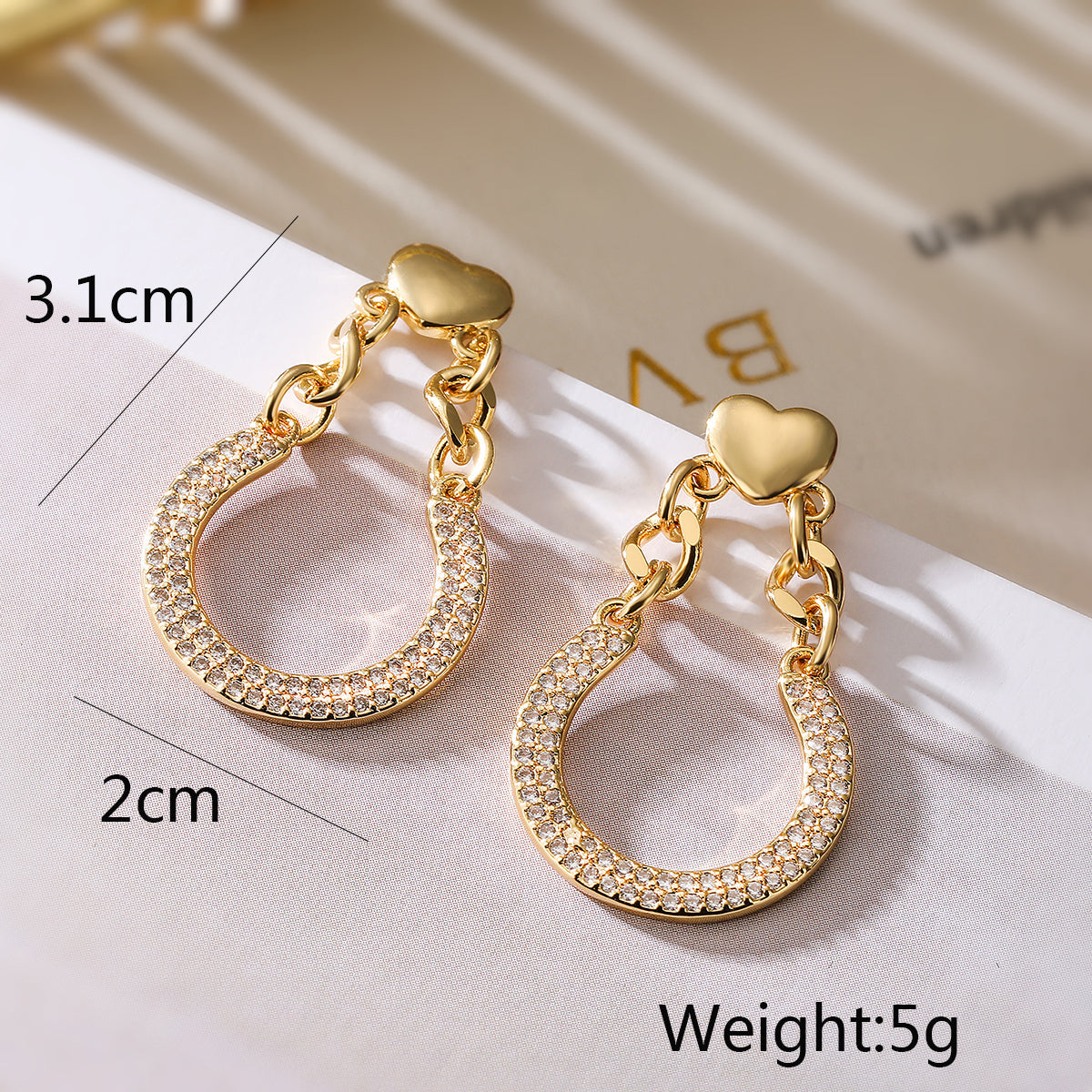 1 Pair Simple Style Commute Geometric Plating Inlay Copper Zircon 18k Gold Plated Drop Earrings