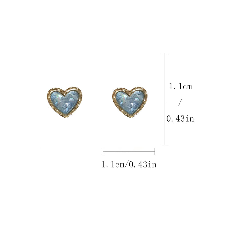 1 Pair Basic Sweet Heart Shape Inlay Alloy Amber Gold Plated Ear Studs