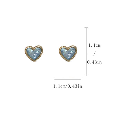 1 Pair Basic Sweet Heart Shape Inlay Alloy Amber Gold Plated Ear Studs