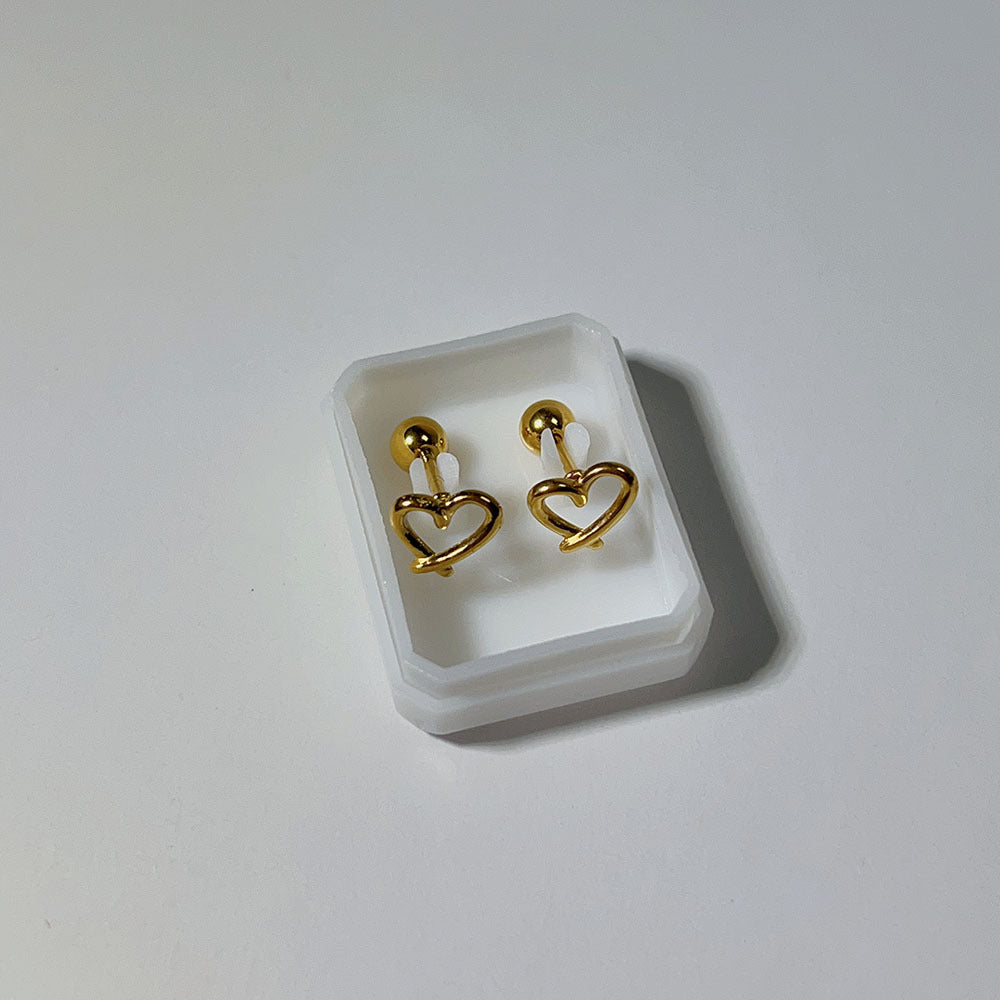 1 Pair Sweet Cross Heart Shape Plating Titanium Steel Ear Studs