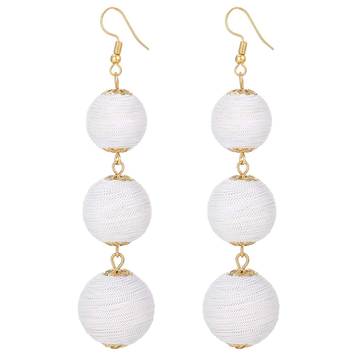 1 Pair Lady Ball Fabric Drop Earrings