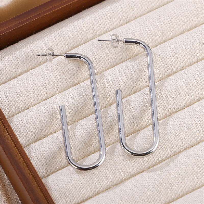 1 Pair Retro Simple Style U Shape Stainless Steel Earrings