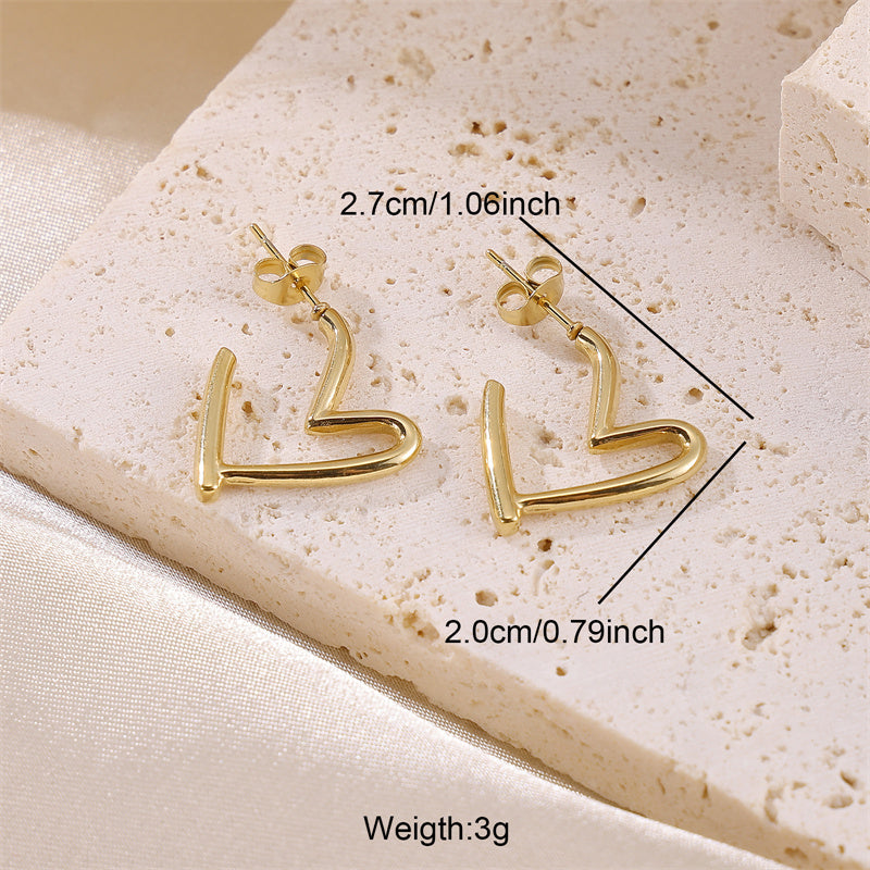 1 Pair Casual Simple Style Classic Style Heart Shape Plating Stainless Steel 18k Gold Plated Ear Studs