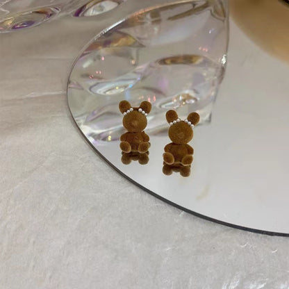 1 Pair Cartoon Style Cute Bear Alloy Ear Studs