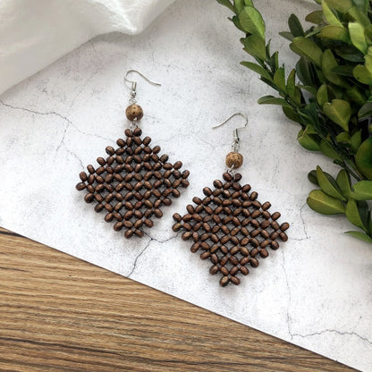 1 Pair Simple Style Geometric Mixed Materials Rattan Drop Earrings