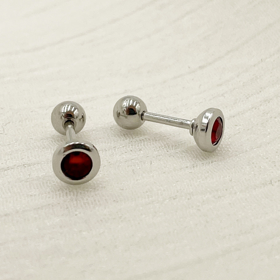 1 Pair Simple Style Geometric Inlay Stainless Steel Zircon Ear Studs