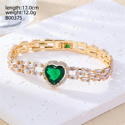 Casual Luxurious Shiny Four Leaf Clover Infinity Heart Shape Copper Zircon Bracelets In Bulk