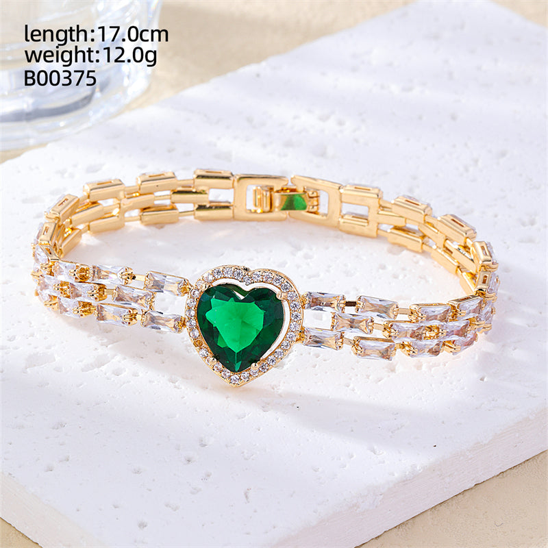 Casual Luxurious Shiny Four Leaf Clover Infinity Heart Shape Copper Zircon Bracelets In Bulk