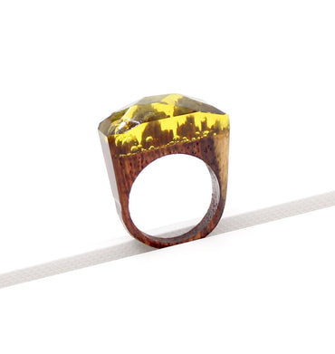 Casual Geometric Wood Resin Wholesale Rings