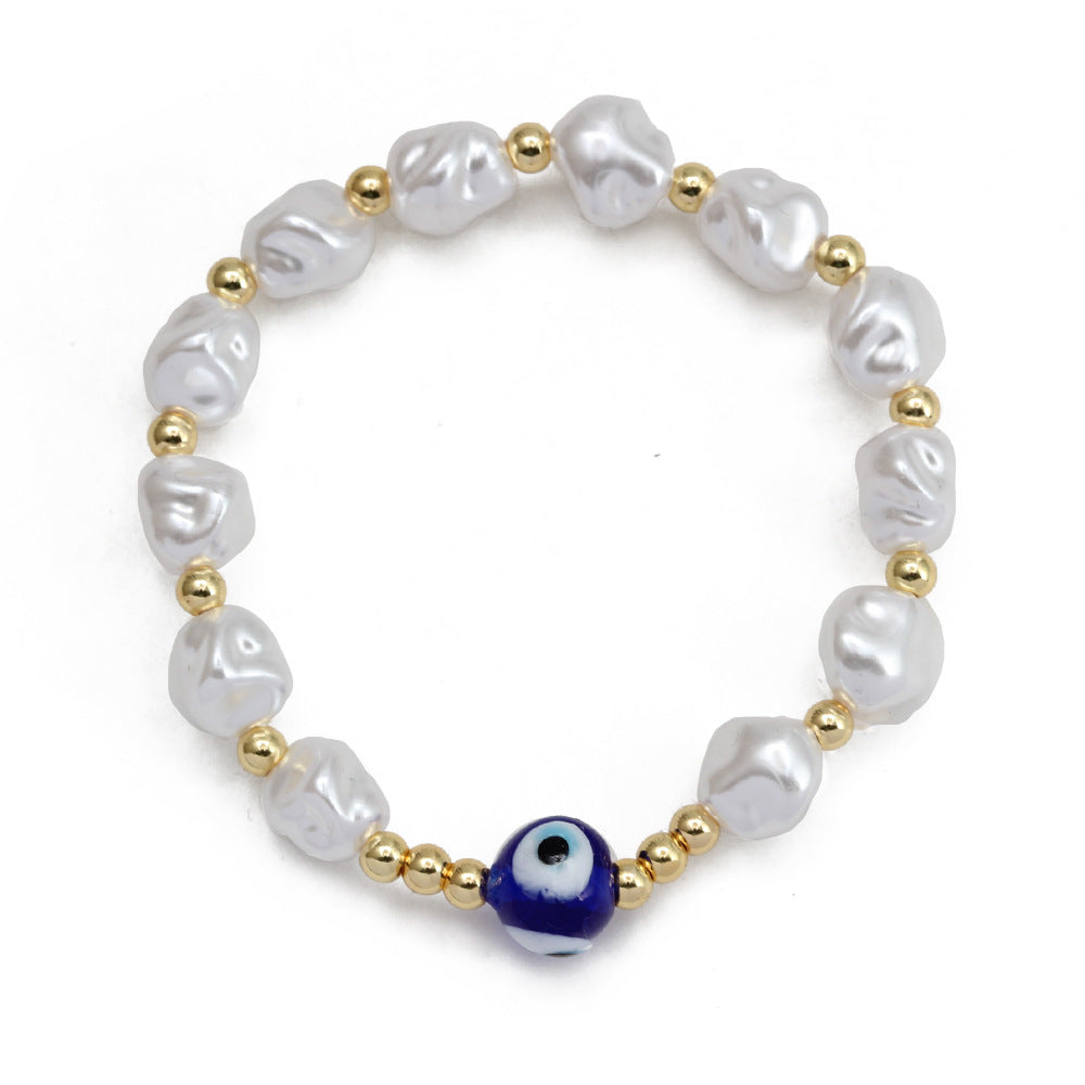 Simple Style Eye Artificial Pearl Copper Wholesale Bracelets
