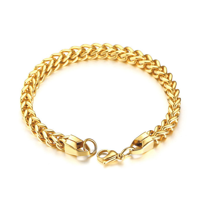 Hip-hop Classic Style Solid Color Stainless Steel 18k Gold Plated Bracelets In Bulk