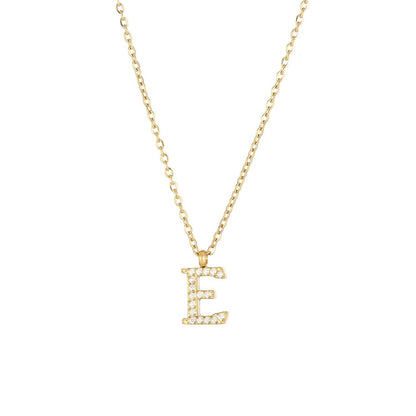 Simple Style Letter Stainless Steel Plating Inlay Zircon White Gold Plated Gold Plated Pendant Necklace