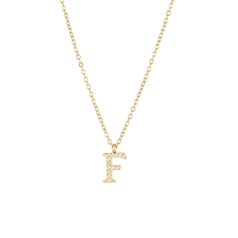 Simple Style Letter Stainless Steel Plating Inlay Zircon White Gold Plated Gold Plated Pendant Necklace