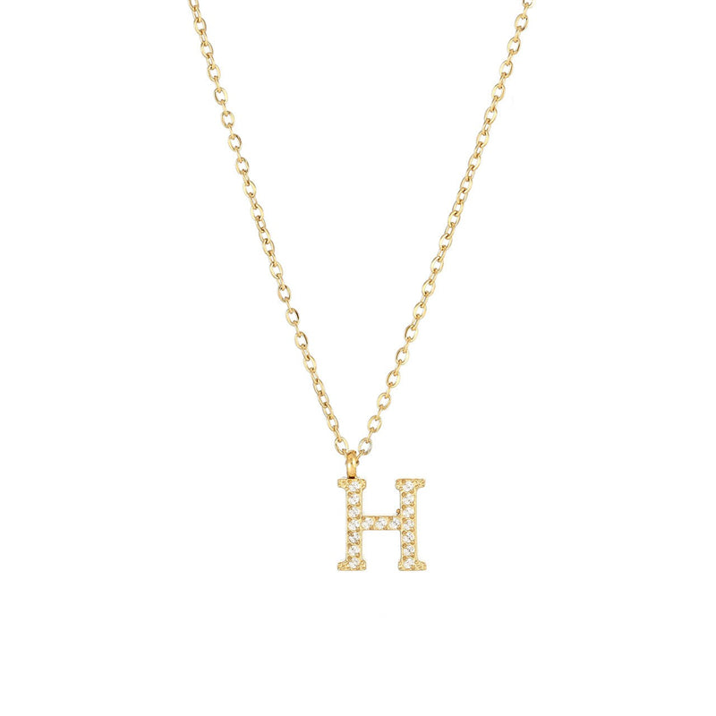 Simple Style Letter Stainless Steel Plating Inlay Zircon White Gold Plated Gold Plated Pendant Necklace