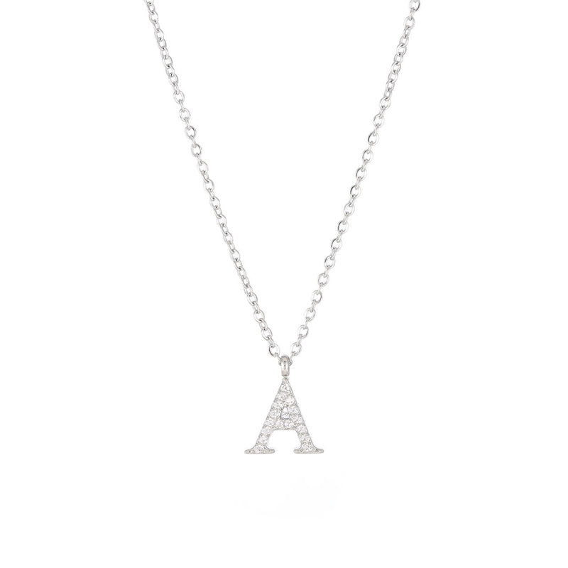 Simple Style Letter Stainless Steel Plating Inlay Zircon White Gold Plated Gold Plated Pendant Necklace