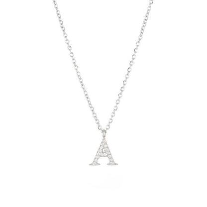 Simple Style Letter Stainless Steel Plating Inlay Zircon White Gold Plated Gold Plated Pendant Necklace