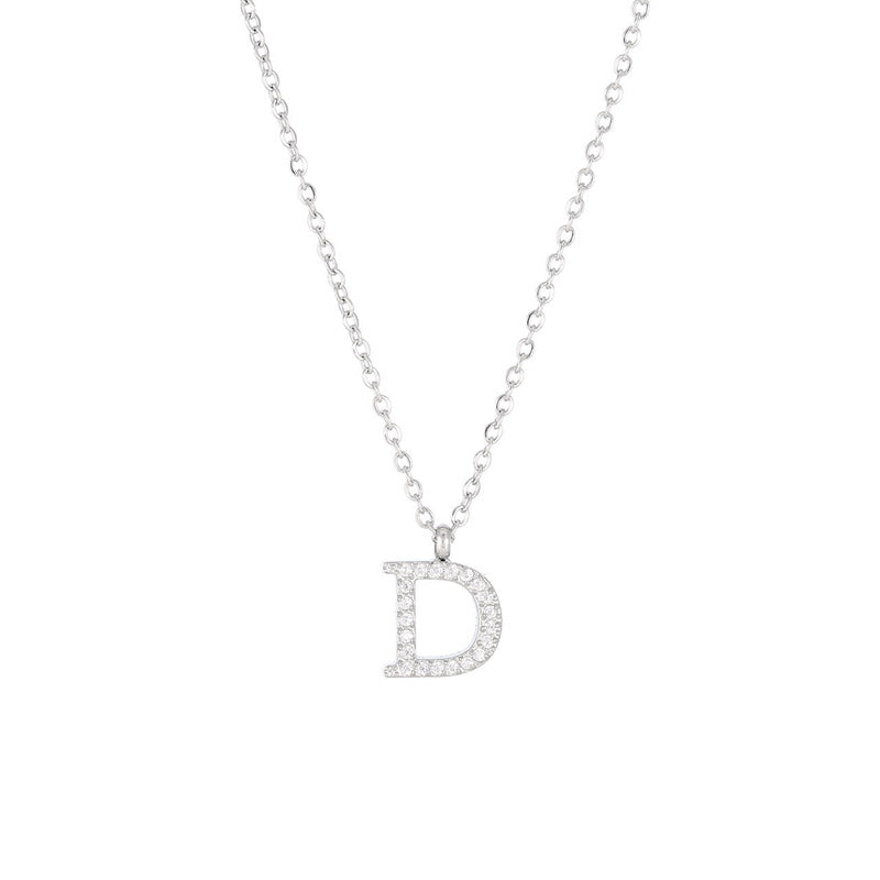 Simple Style Letter Stainless Steel Plating Inlay Zircon White Gold Plated Gold Plated Pendant Necklace